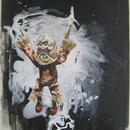 Acrobat Clown 1, 19" x 32", acrylic on mylar by Mary Lottridge